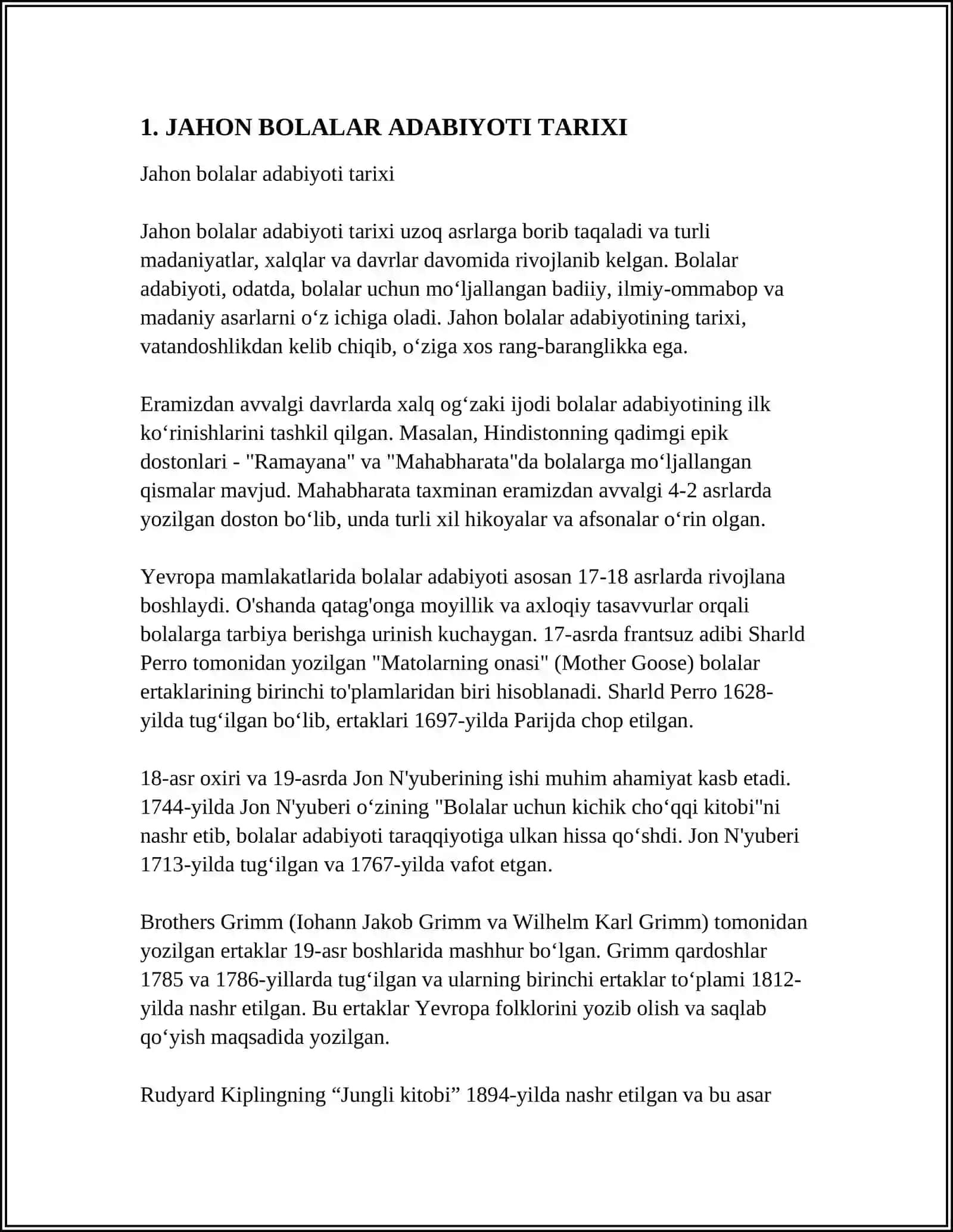 JAHON BOLALAR ADABIYOTI NAMUNALARINI OʻQITISH TEXNOLOGIYASI 3
