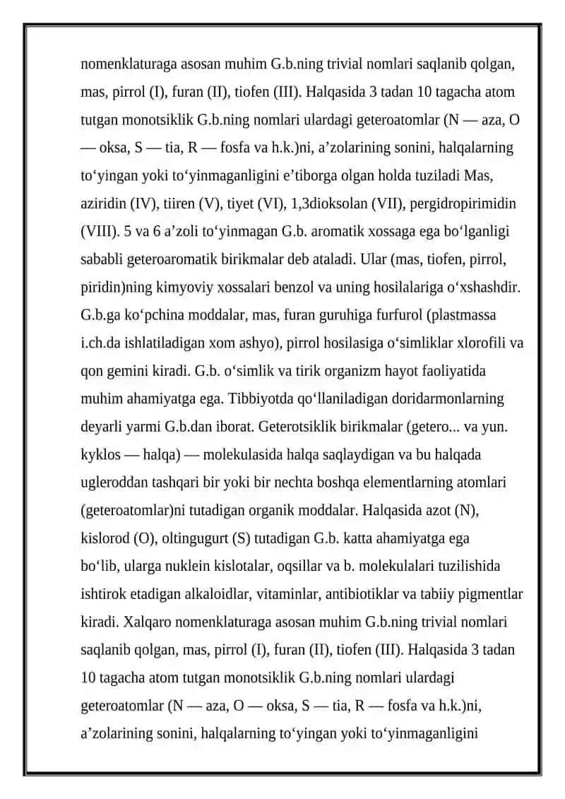 Besh a’zoli geterohalqali birikmalar 3