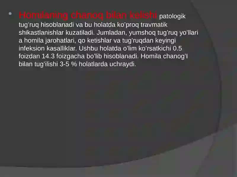 Homilaning chanog’i bilan kelishi 3