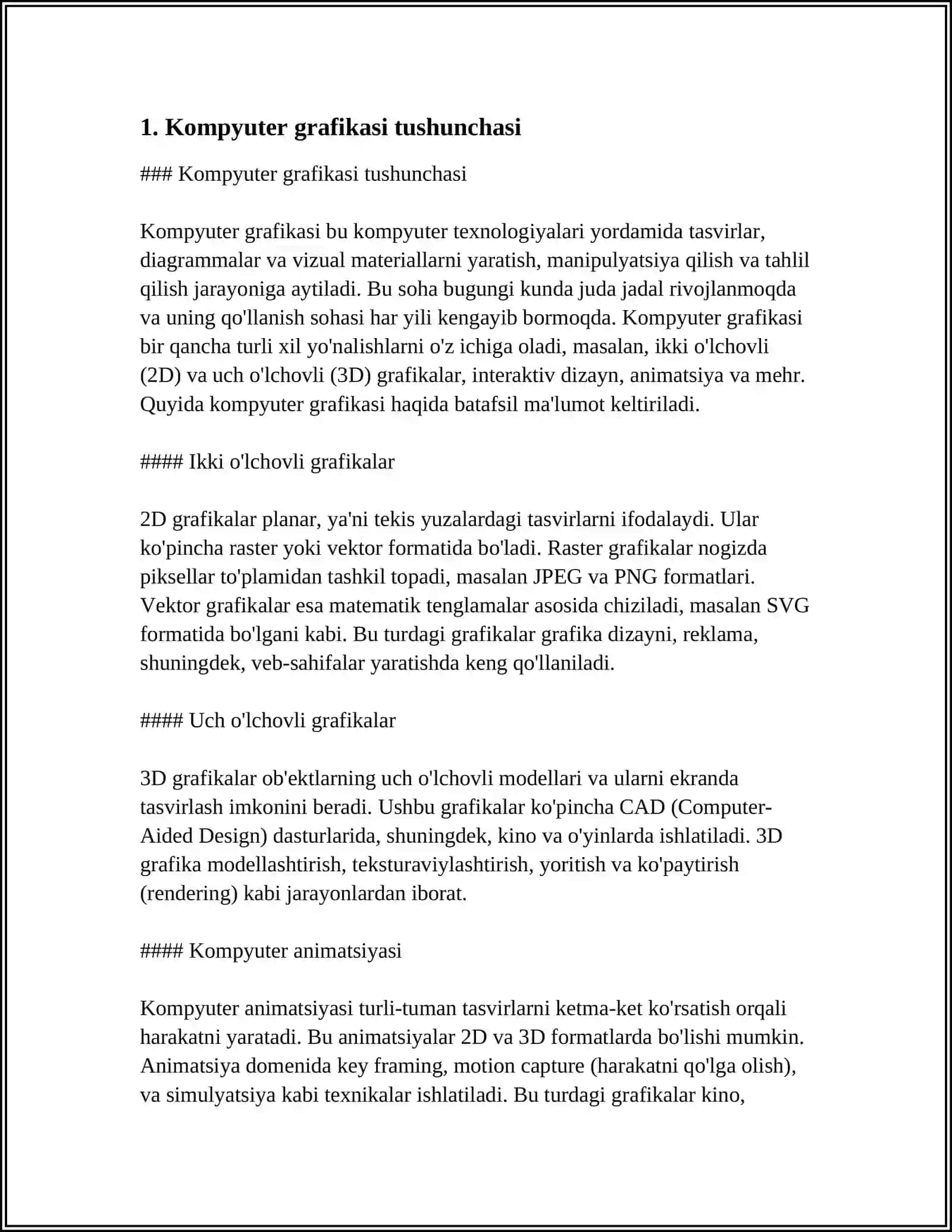 KOMYUTER GRAFIKASI VA UNING TURLARI 3