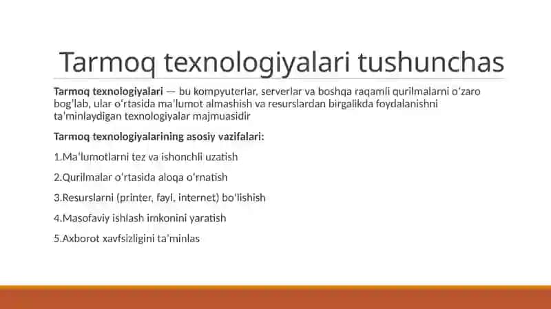 Tarmoq texnologiyalari va internet protokollari 3