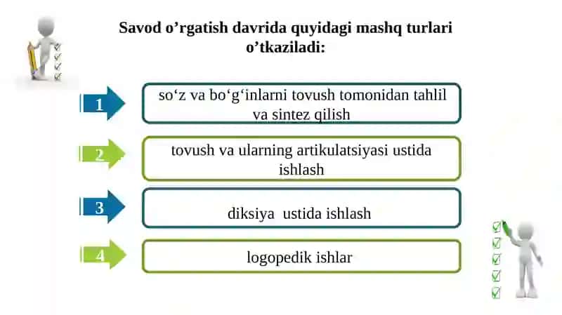 Savod o‘rgatishda mashq turlari 3
