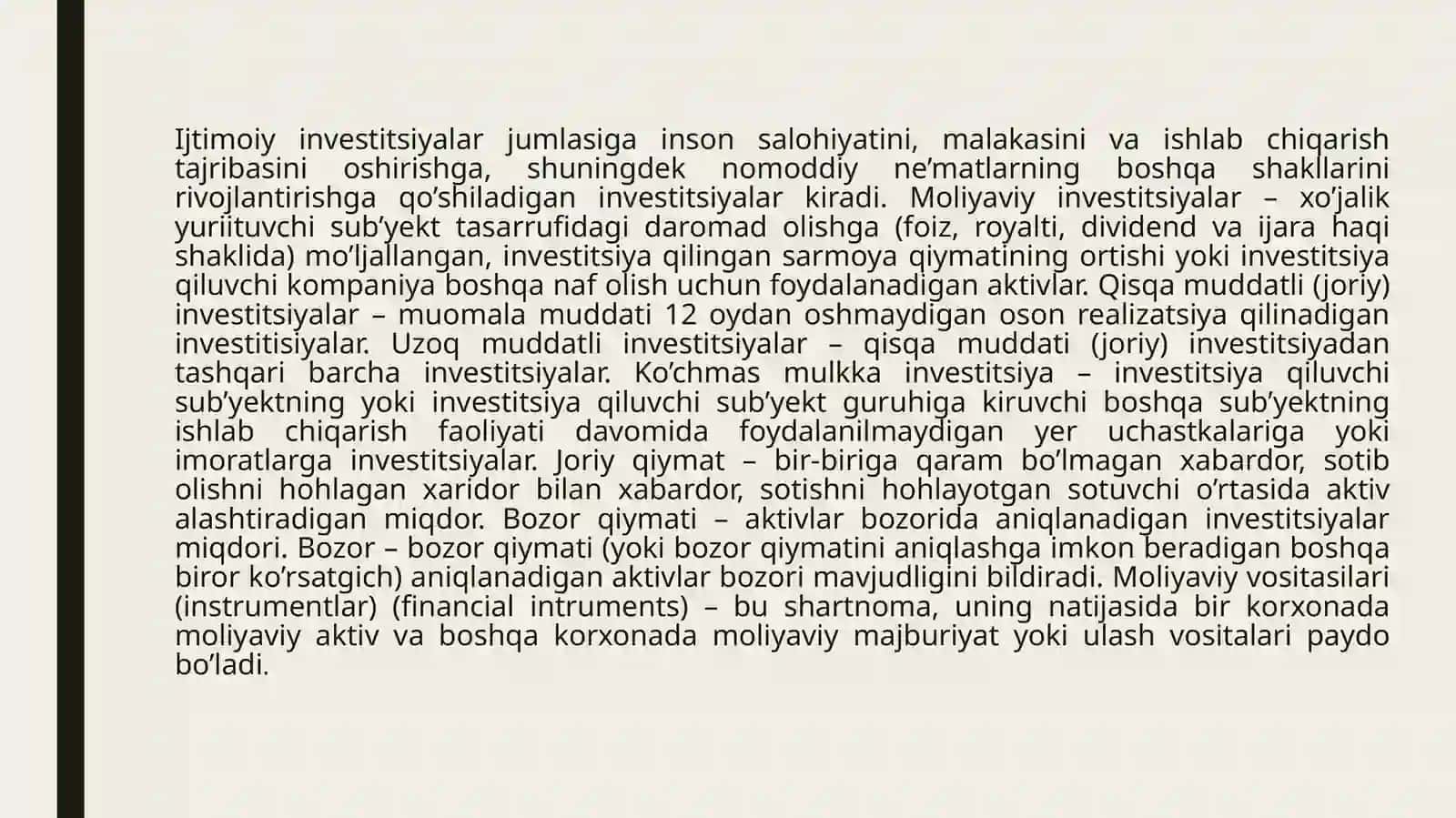 Investitsiyalar hisobini tashkil qilish 3