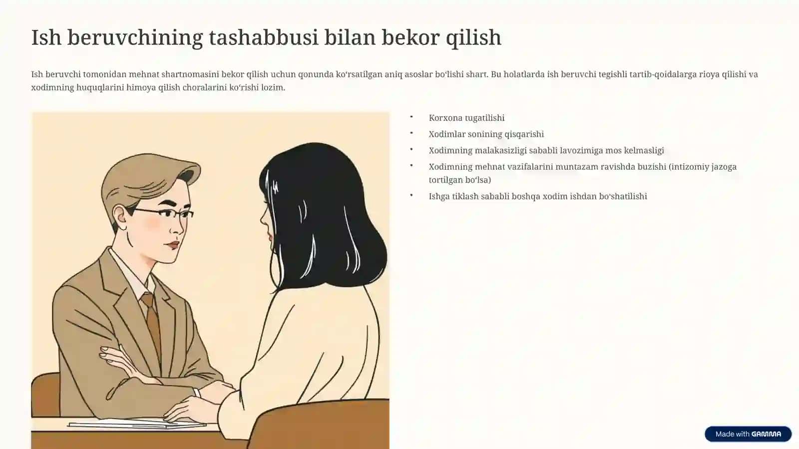 Mehnat shartnomasini bekor qilish asoslari 3
