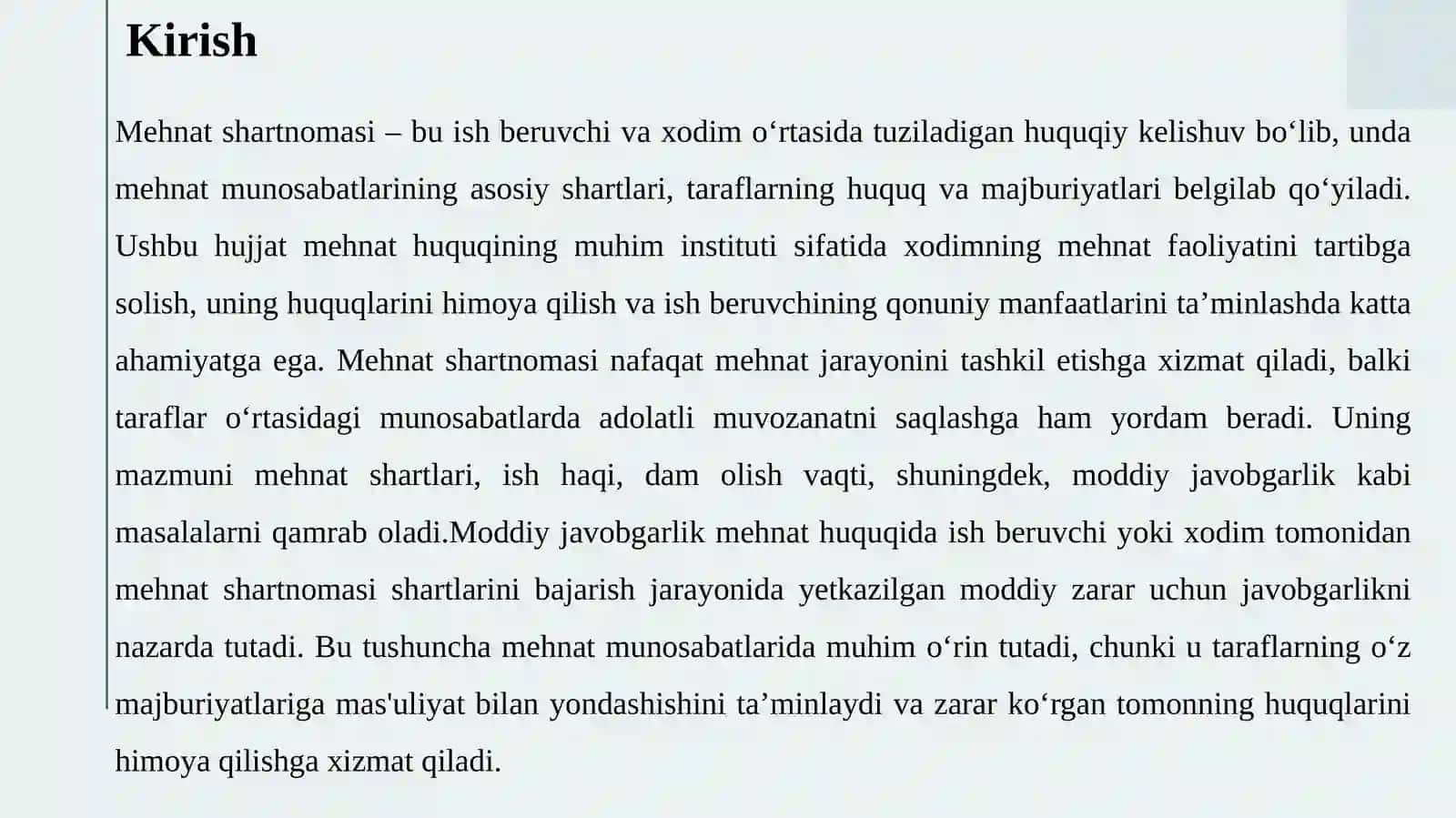 Mehnatshartnomasi taraflarining moddiy javobgarligi 3