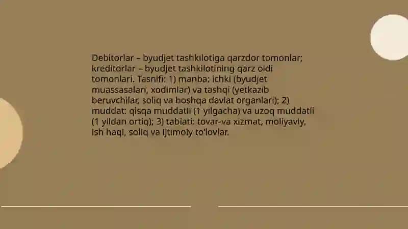 Byudjet tashkilotlarining turli debitor va kreditorlar bilan hisoblashuvlar hisobi 3