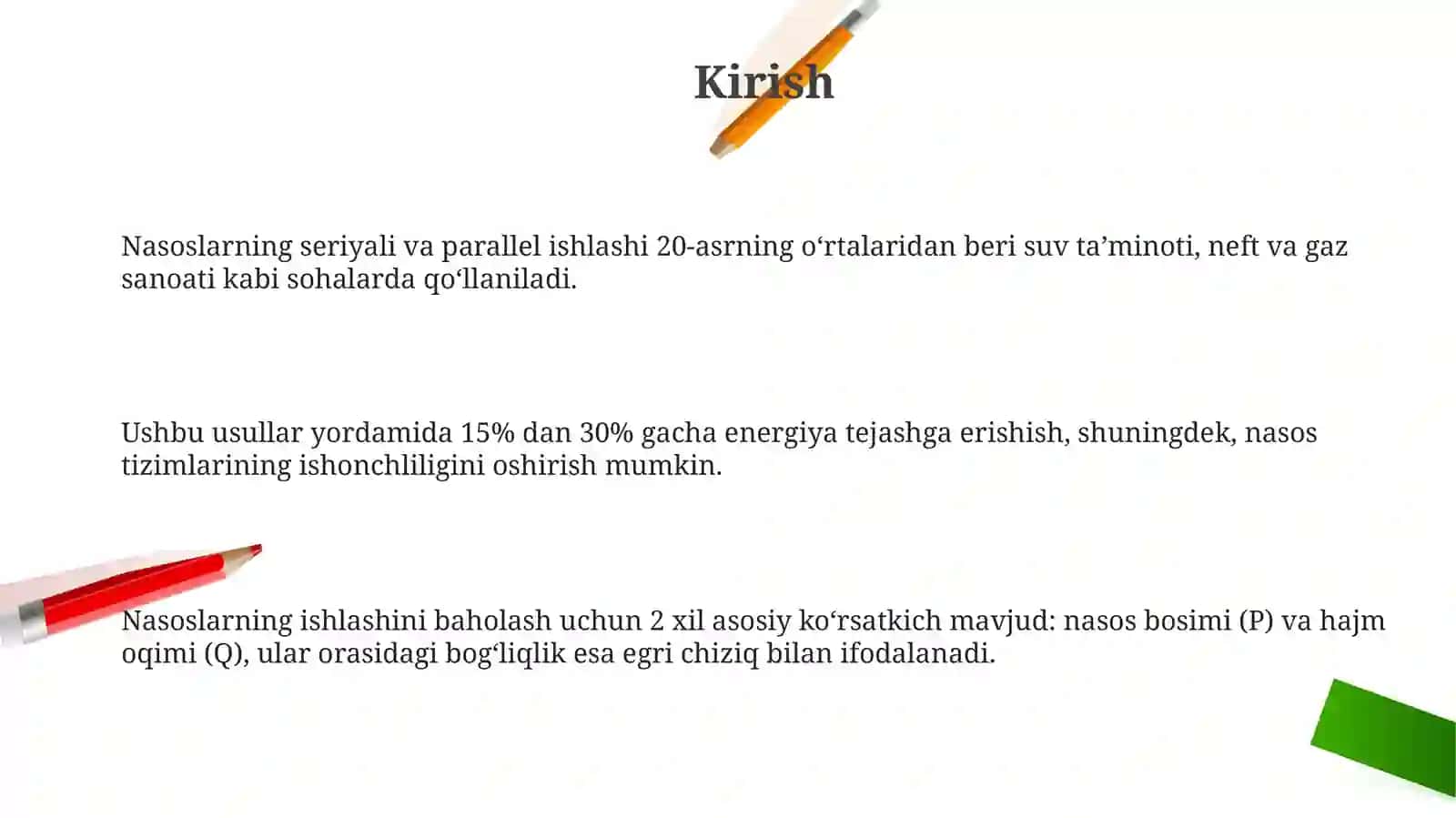 Markazdan qochma nasoslarning ketma ket va parallel ishini o'rganish 3