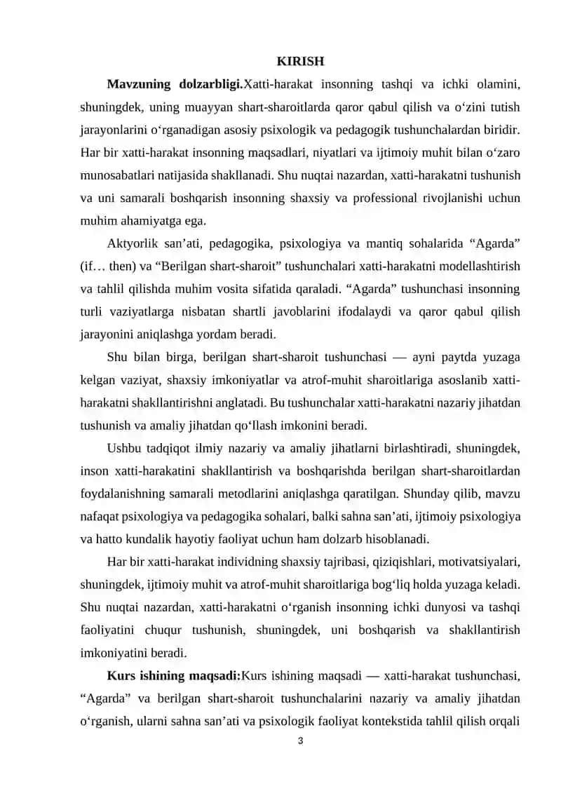XATTI-HARAKAT. "AGARDA" VA "BERILGAN SHART-SHAROIT" 3