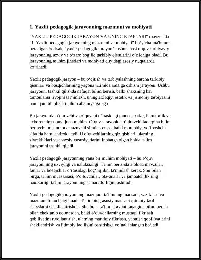 YAXLIT PEDAGOGIK JARAYON VA UNING ETAPLARI 3