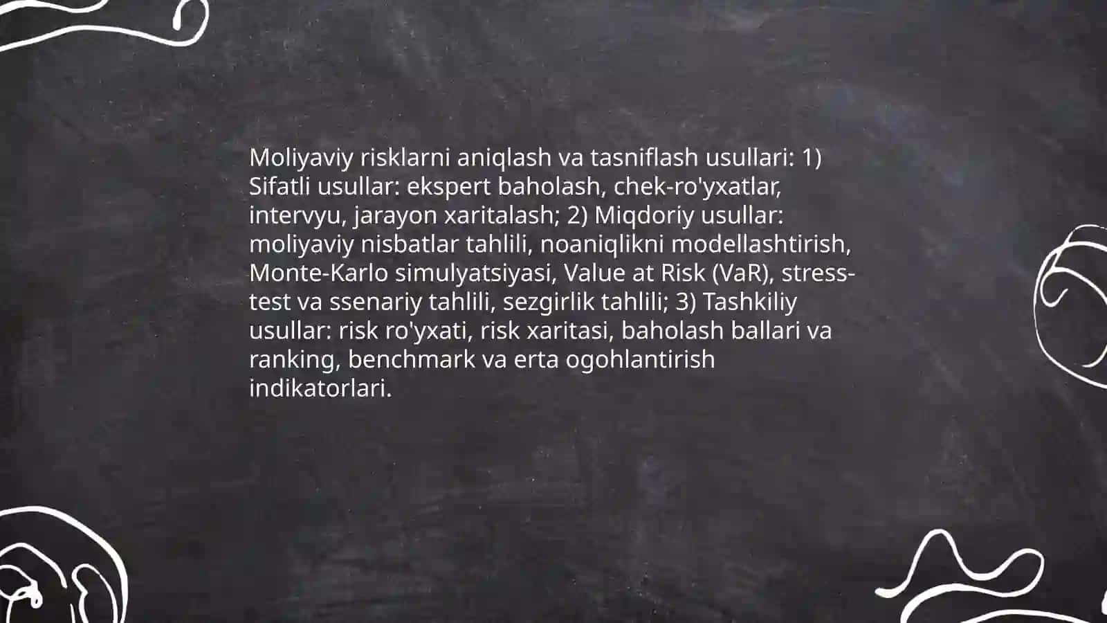 Korxonalarda moliyaviy risklarni boshqarish va baholash 3