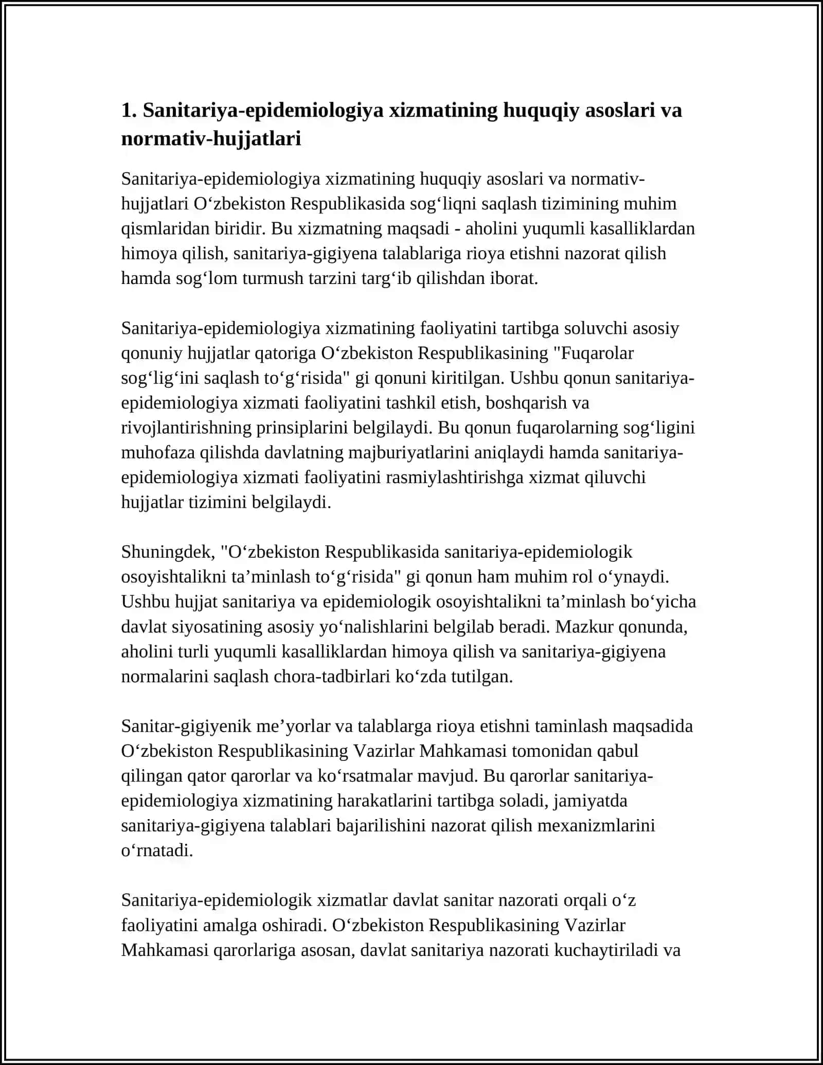 SANITARIYA EPIDEMIOLOGIYA XIZMATINI UYUSHTIRISH 3