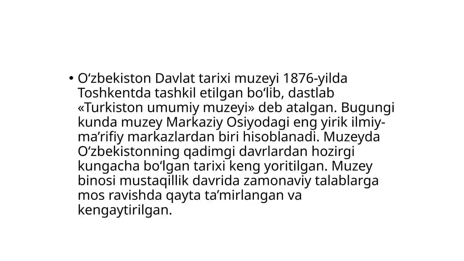 O‘zbekiston Davlat tarixi muzeyi ekspozitsiyalari va zaxira fondlarida ishlash 3