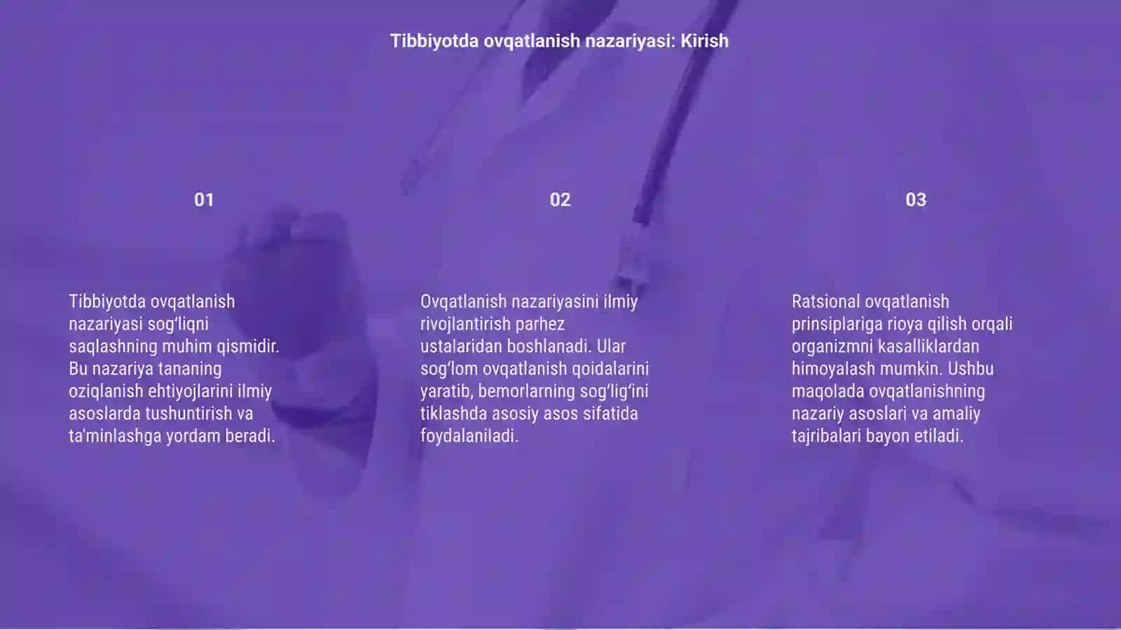 Tibbiyota ovqatlanish nazariyasi 3