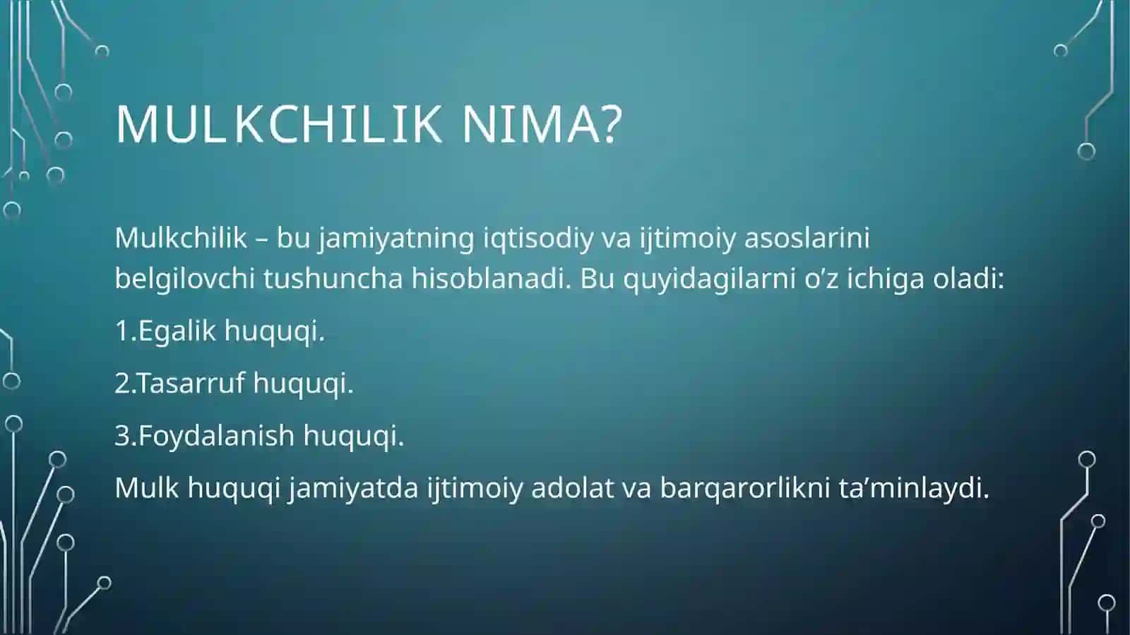 Mulkchilik shakllari va mulkchilik munosabatlari 3