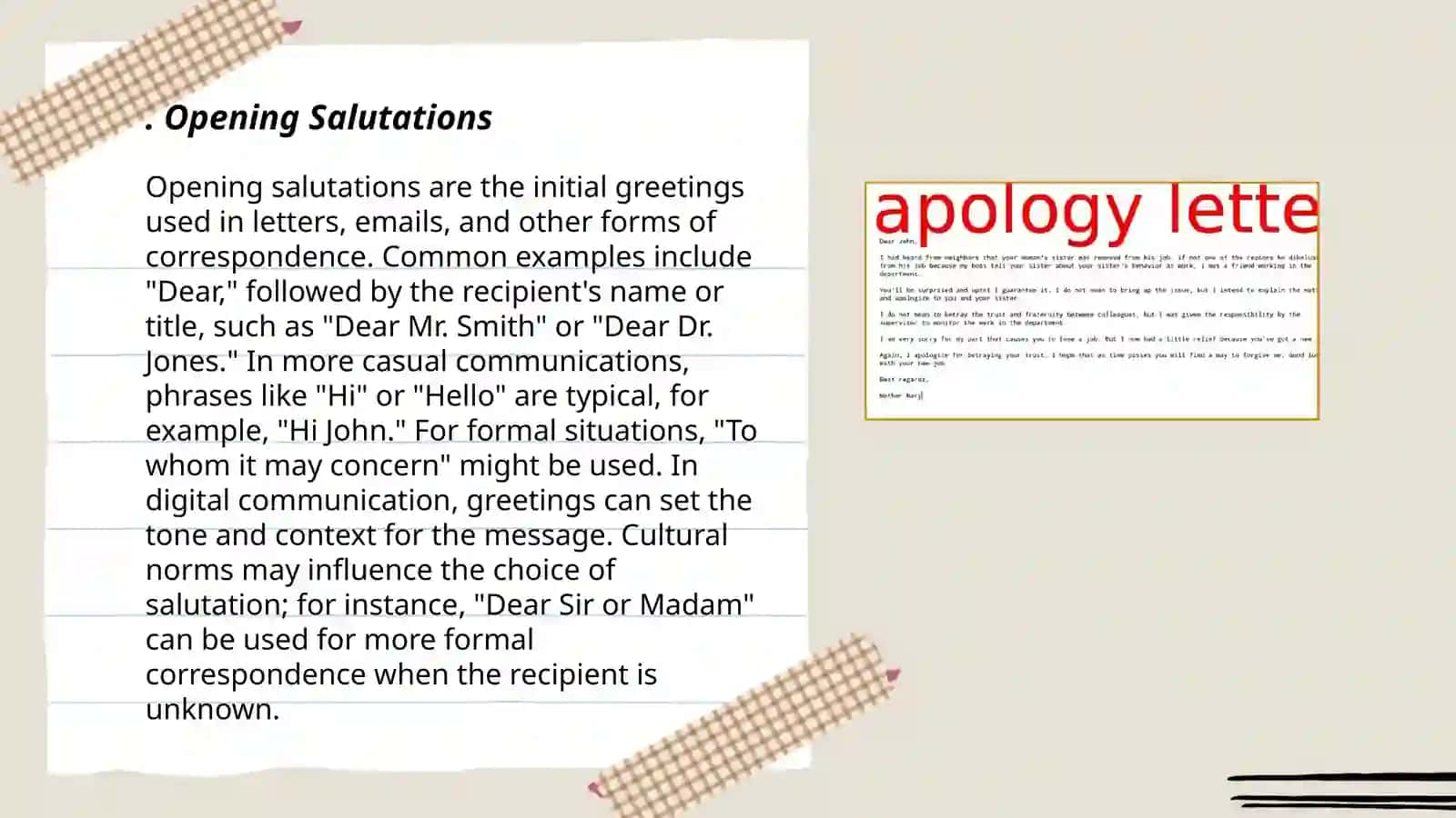 Structure of "Apology letters", useful expressions to use 3