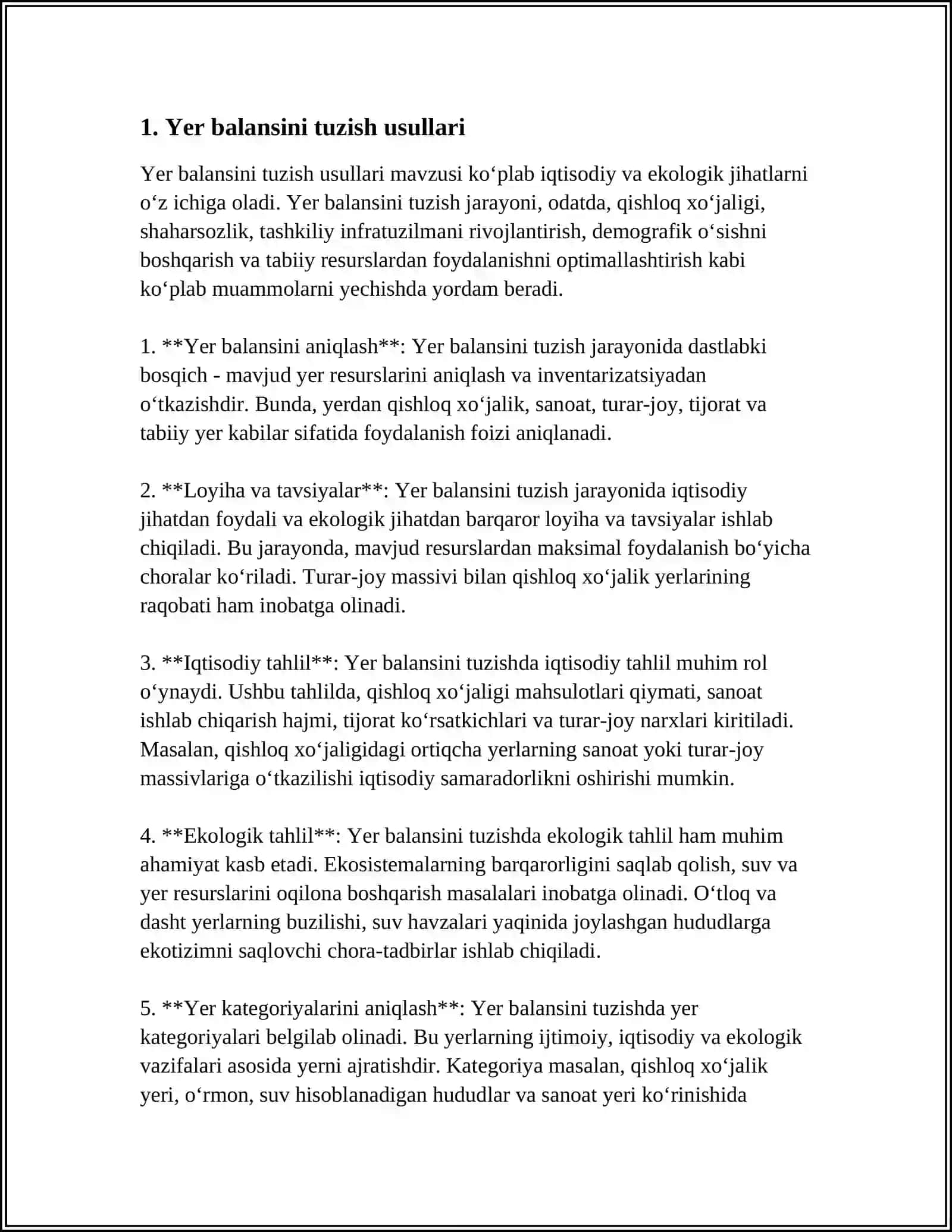 Yer balansini tuzish usullari 3