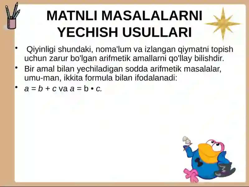 Arifmetik masalalar yechishga o‘rgatish metodikasi 3