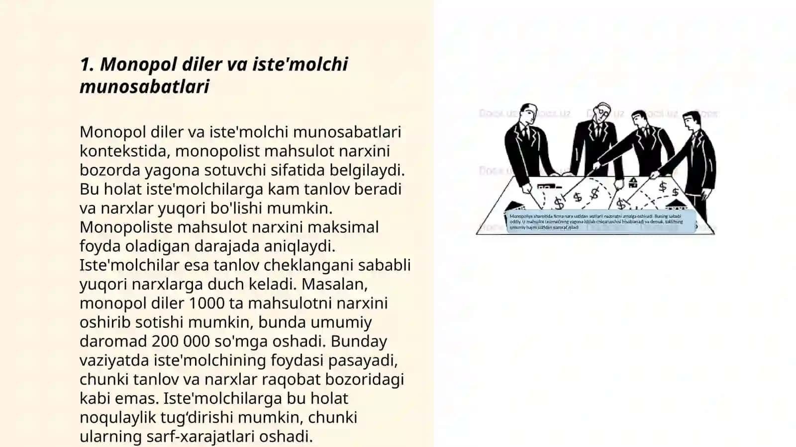 Raqobatlashmagan bozor sharoitida monopol narx belgilash va bozor hokimiyati 3