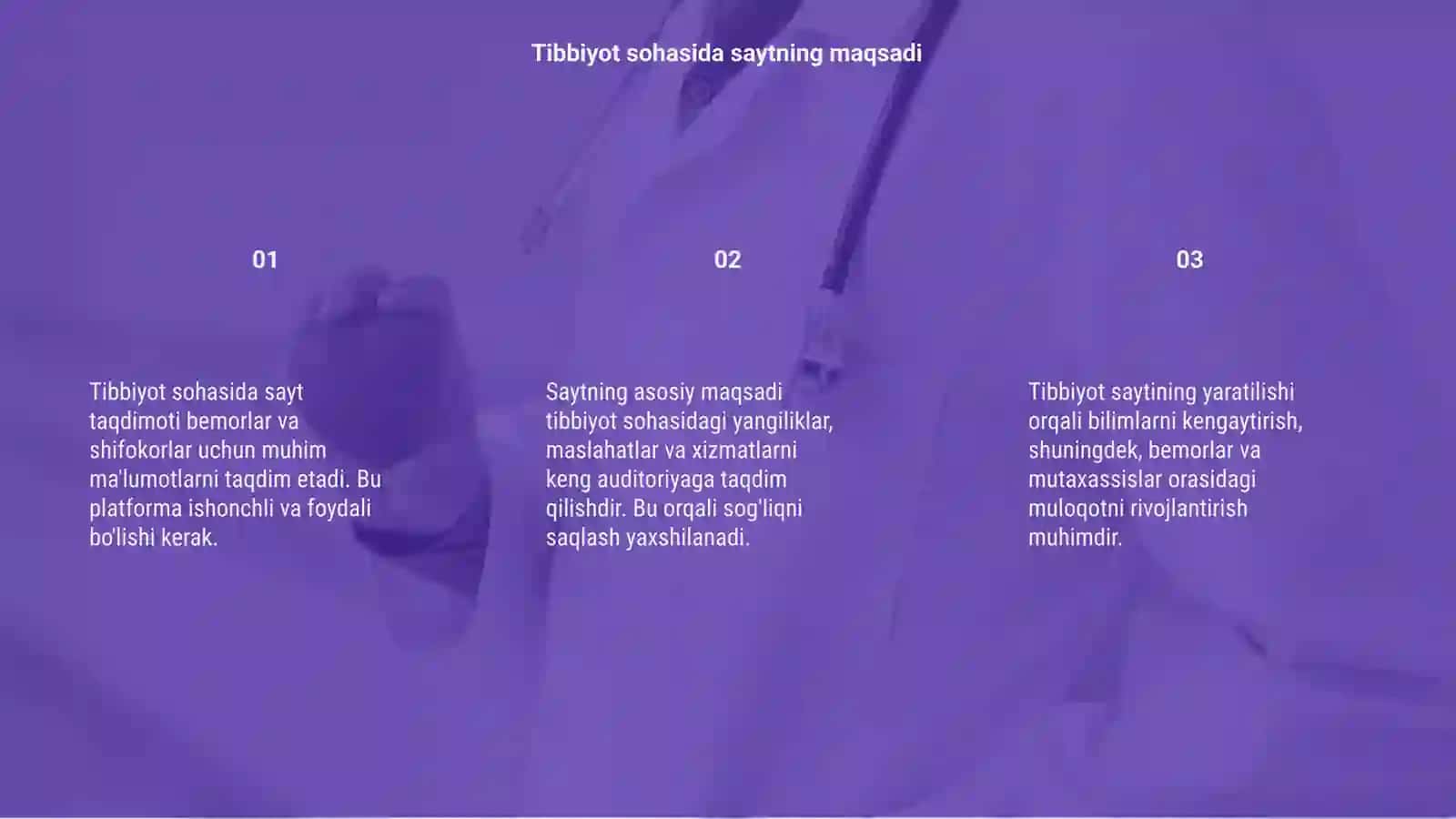 Tibbiyot sohasida sayt taqdimotini qilish 3