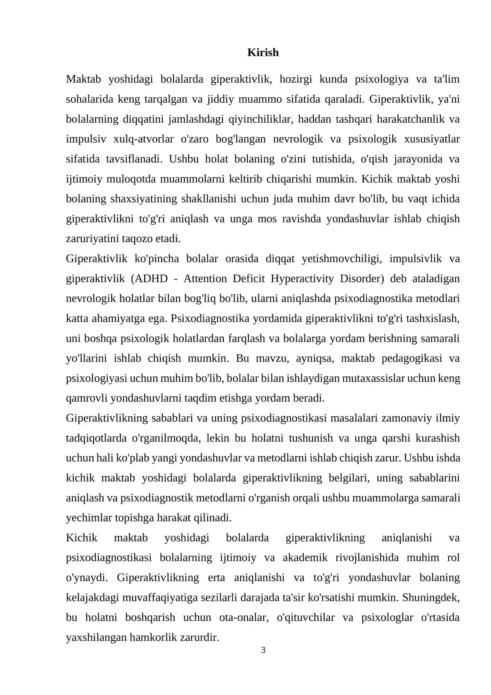 Kichik maktab yoshidagi bolalarda giperaktivlik va uning psixodiagnostikasi 3