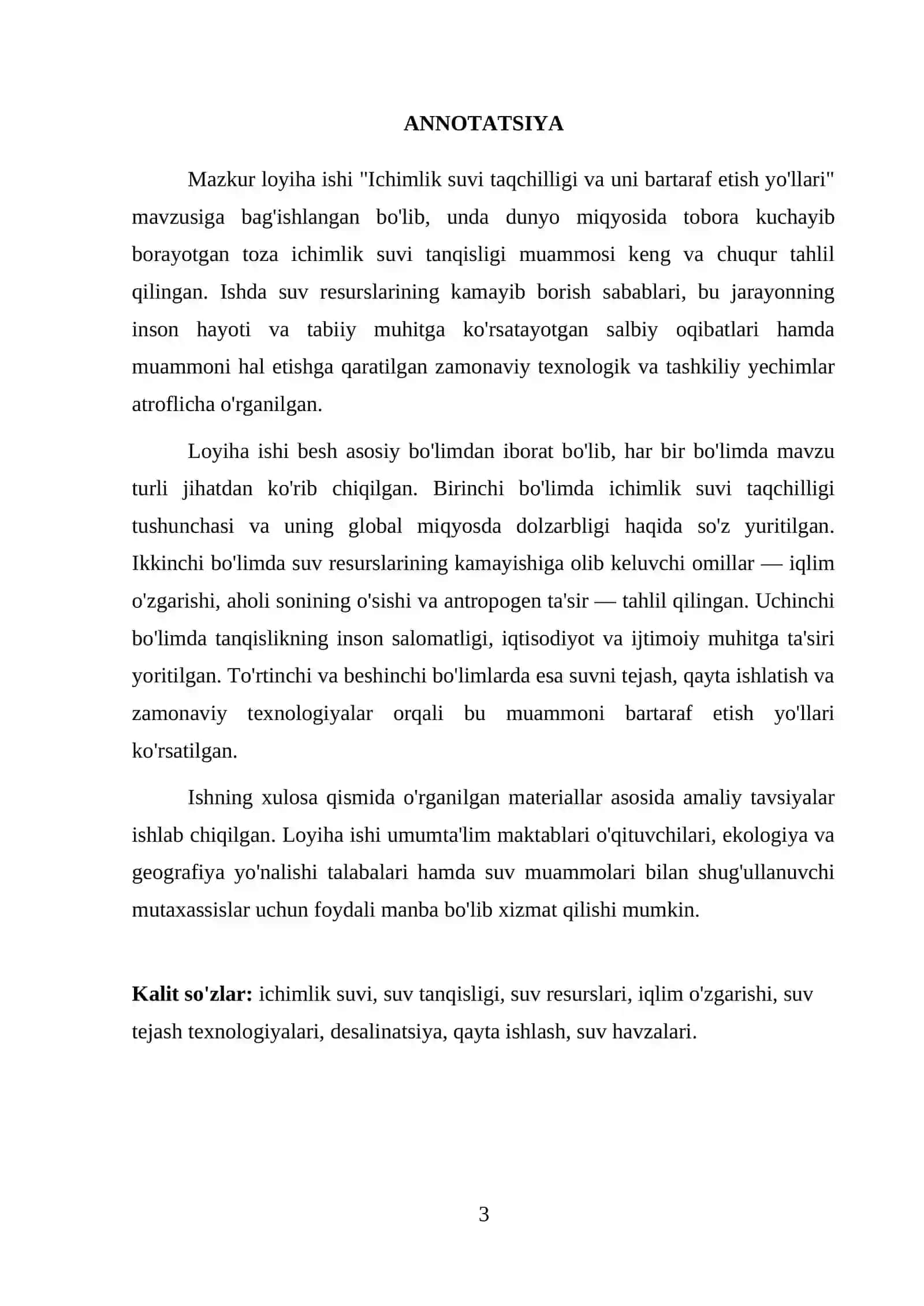 Ichimlik suvi taqchilligi 3
