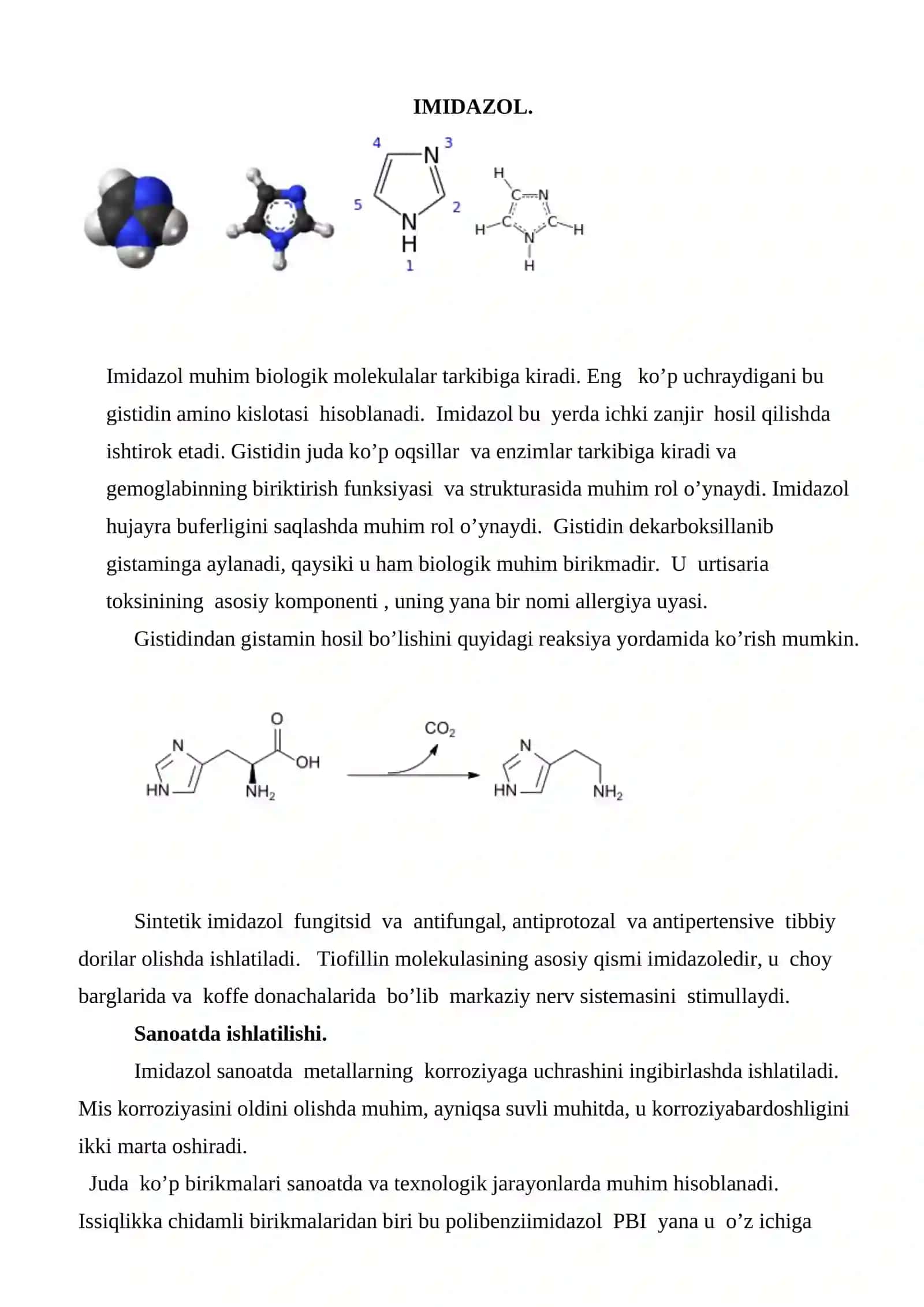 Imidazol va uning kimyoviy xossalari 3