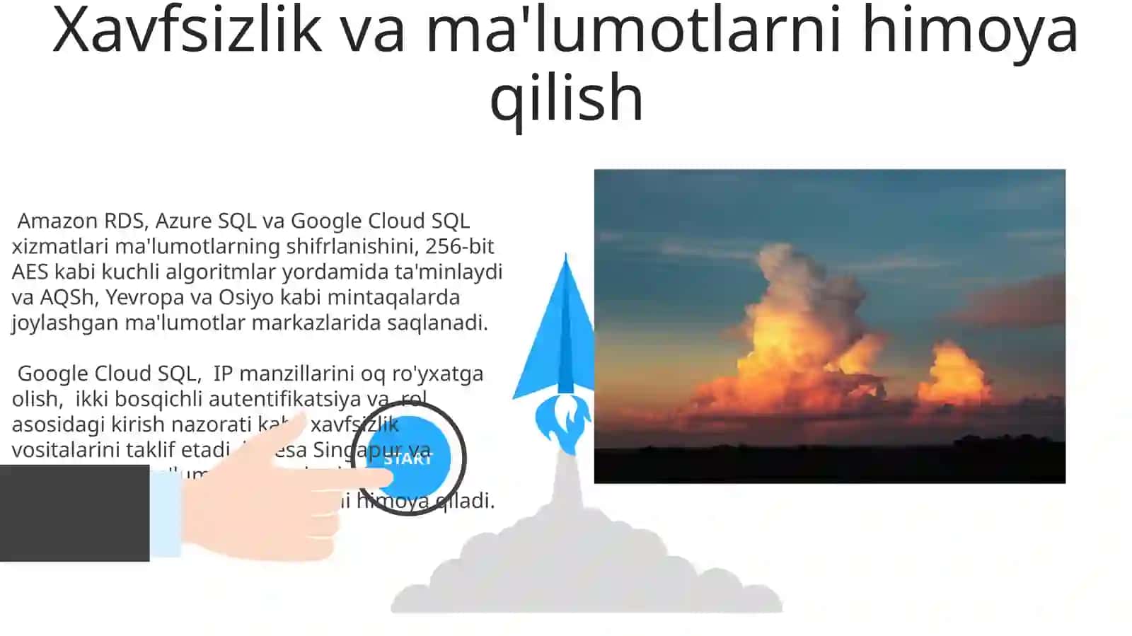 Cloud ma'lumotlar bazalari va xizmatlari (Amazon RDS, Azure SQL, Google Cloud SQL) 3