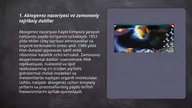 Hayotning paydo bo'lishi to'g'risida hozirgi zamon qarashlari 3