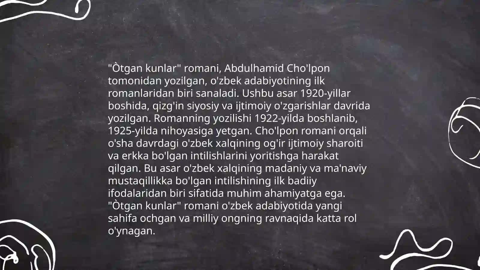 Òtgan kunlar romani xaqida tarixiy voqealari 3