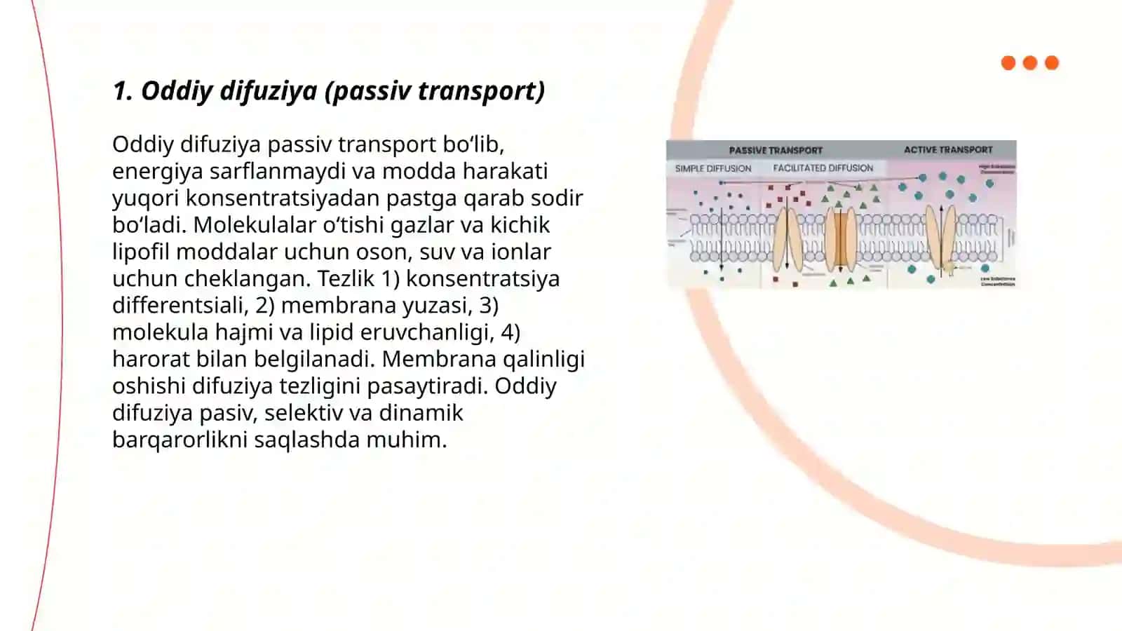 Membrana orqali moddalarning tashilishi 3