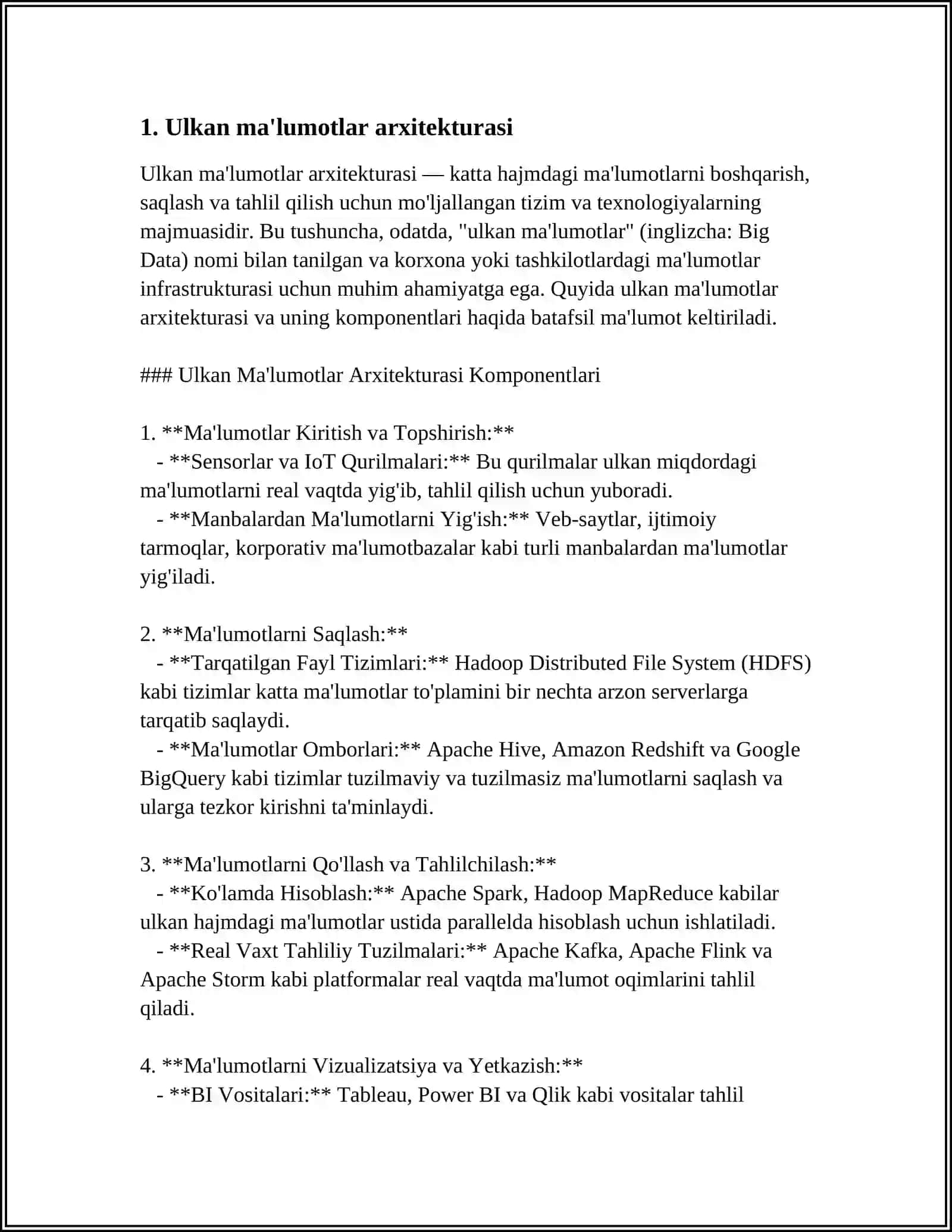 ULKAN MA’LUMOTLAR(BIG DATA) 3