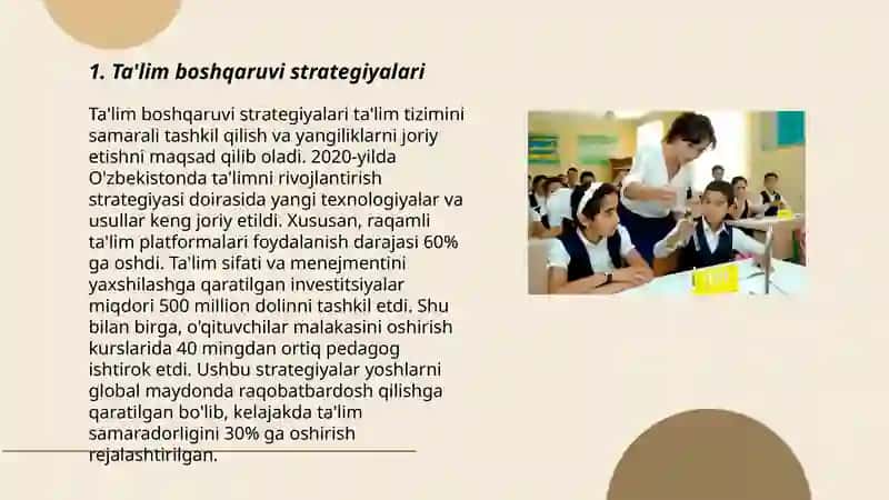 Ta'lim boshqaruvi strategiyalari 3