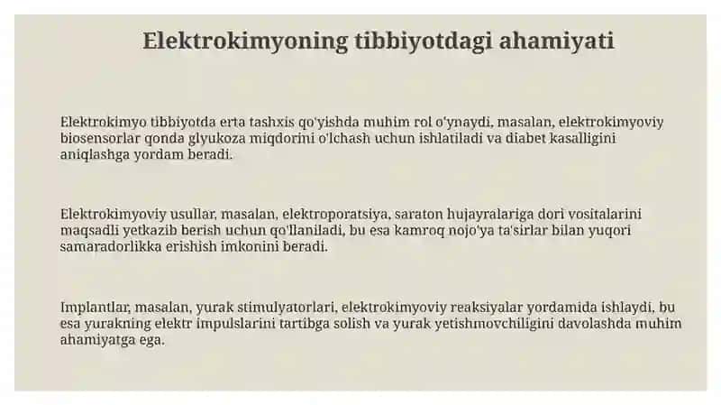 Tibbiyotda elektroximiyaning ahamiyati 3