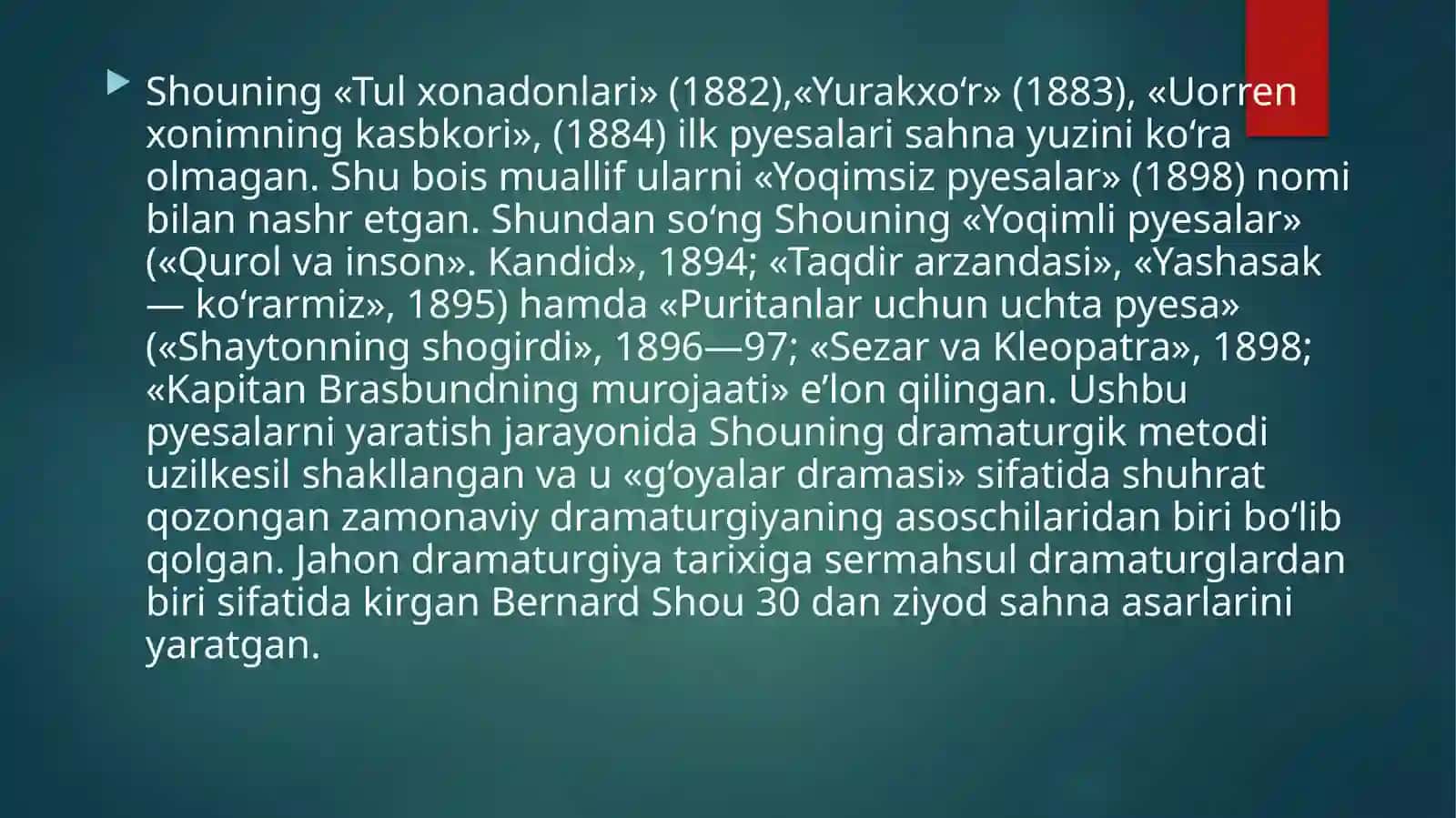 Bernard Shou dramaturgiyasi 3