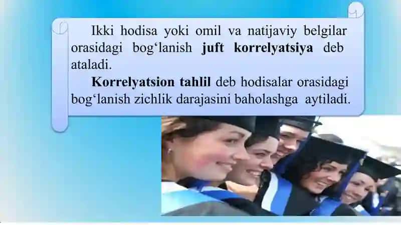 JUFT KORRЕLYATSION-RЕGRЕSSION TAHLIL 3
