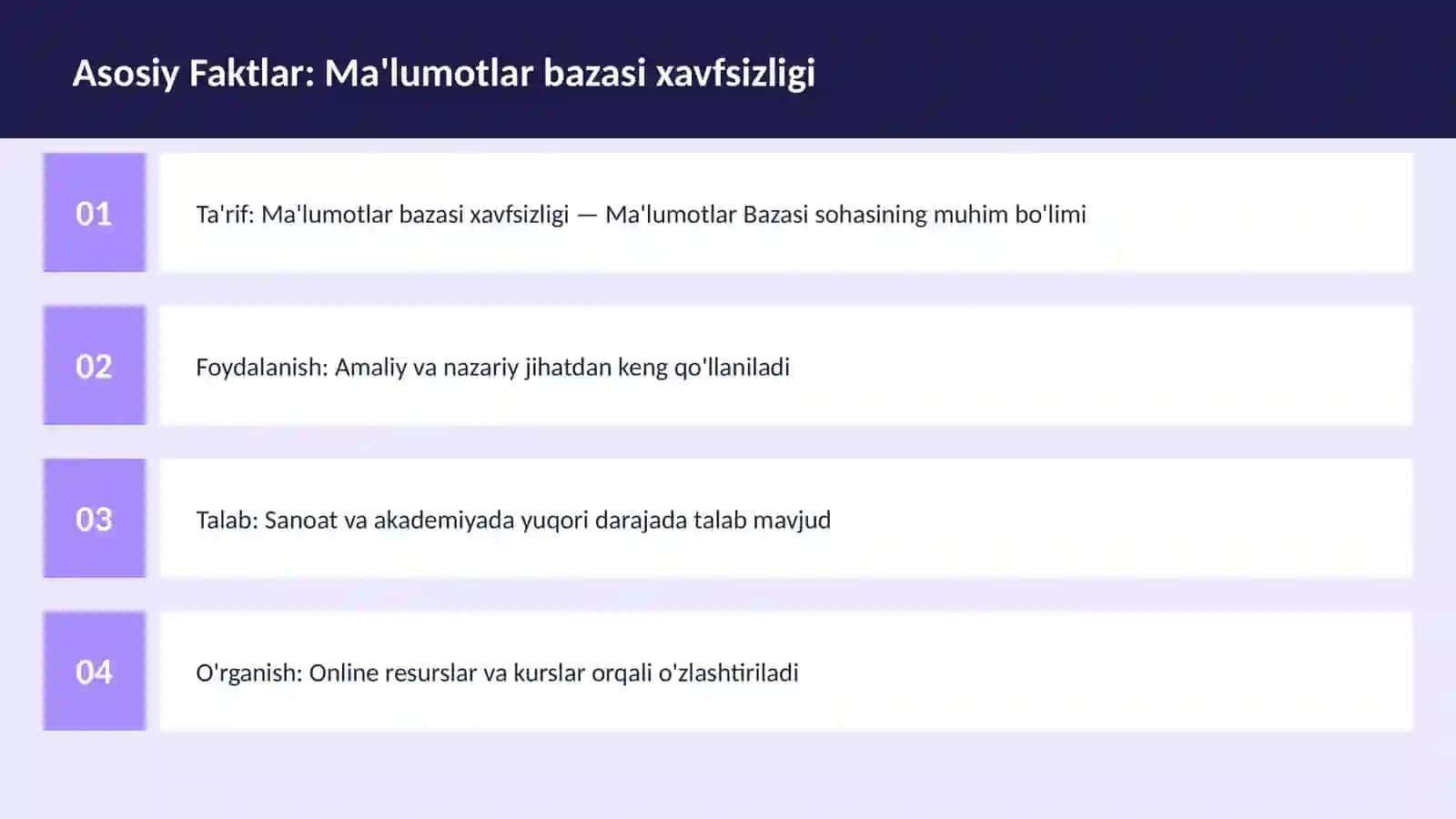 Ma'lumotlar bazasi xavfsizligi 3