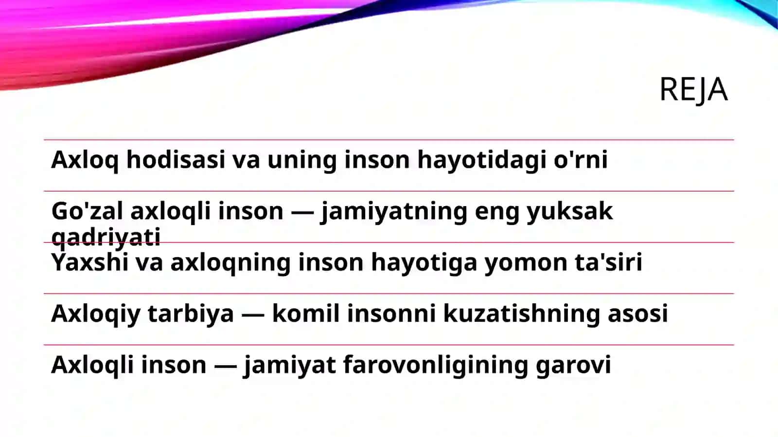 inson axloqi bilan go'zal reja 3