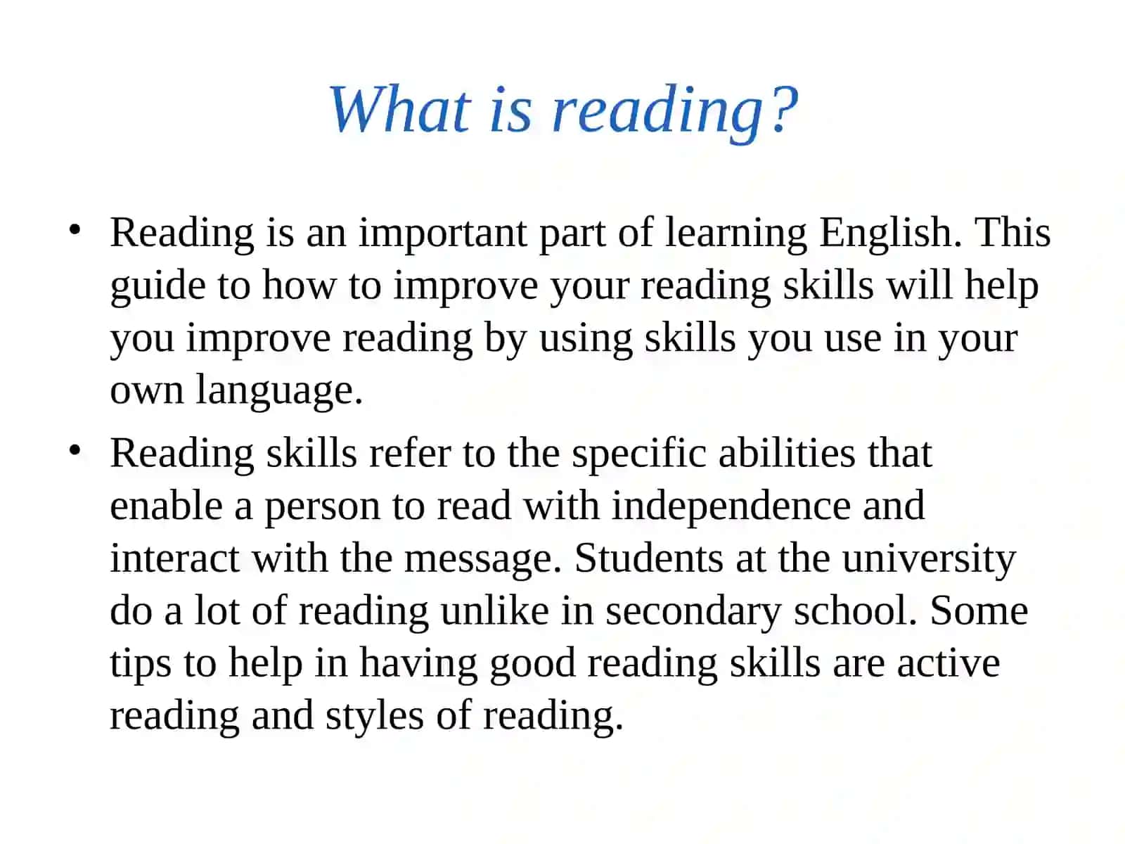 Developing reading skillsFactors involved in effective reading 3