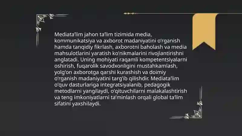 Mediataʼlimning jahon taʼlim tizimida tutgan oʻrni 3