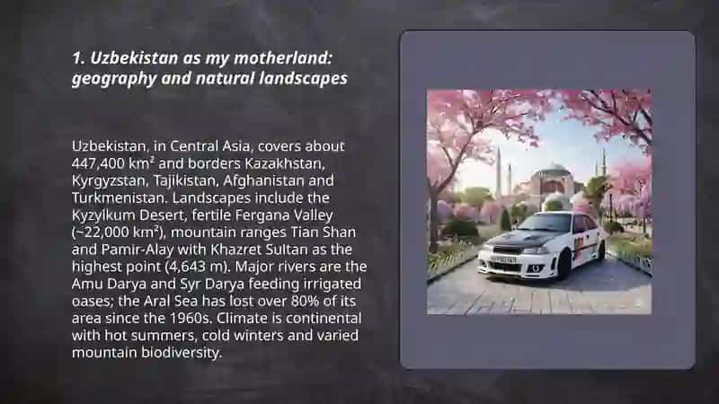 Uzbekistan as my motherland: geography and natural landscapes 3