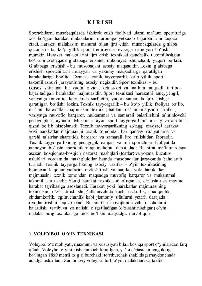 VOLEYBOL O’YIN TEXNIKASI VA TAKTIKASI 3