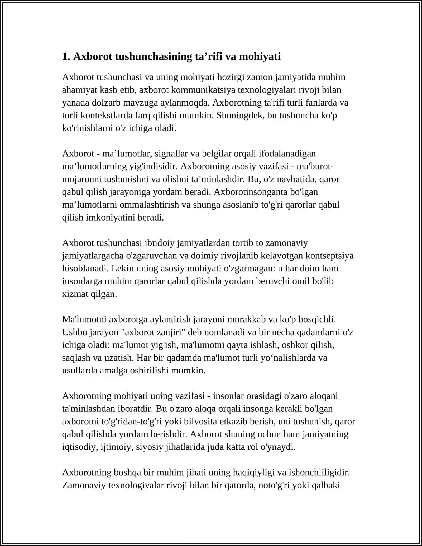AXBOROT TUSHUNCHASI VA AXBOROT MIQDORI 3