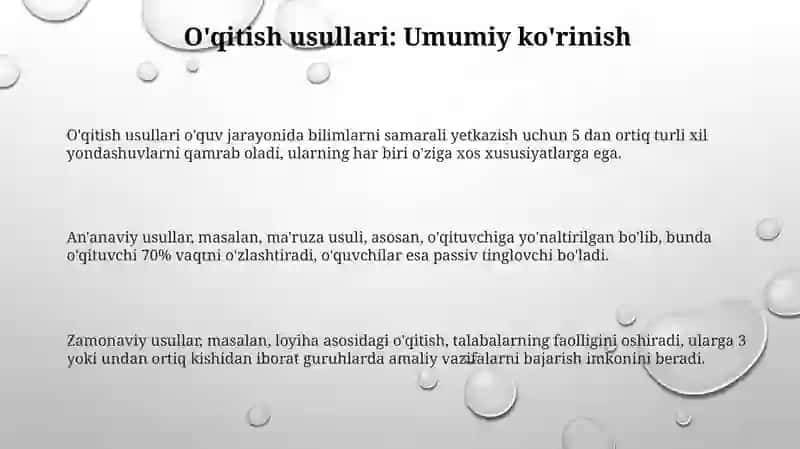 Taʼlim usullari, metod va vositalari 3