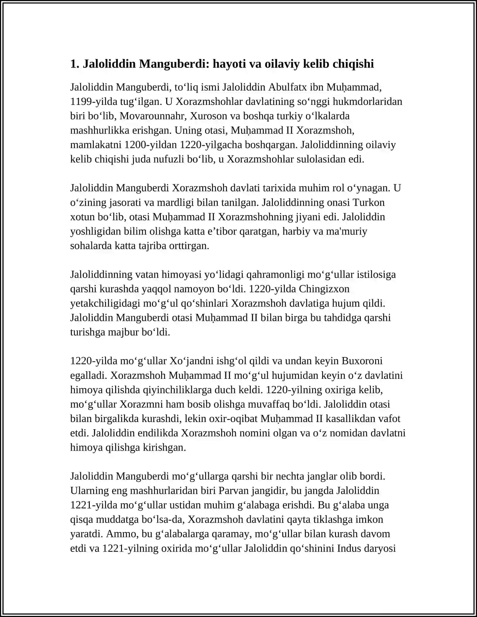 JALOLIDDIN MANGUBERDI - VATAN HIMOYACHISI 3