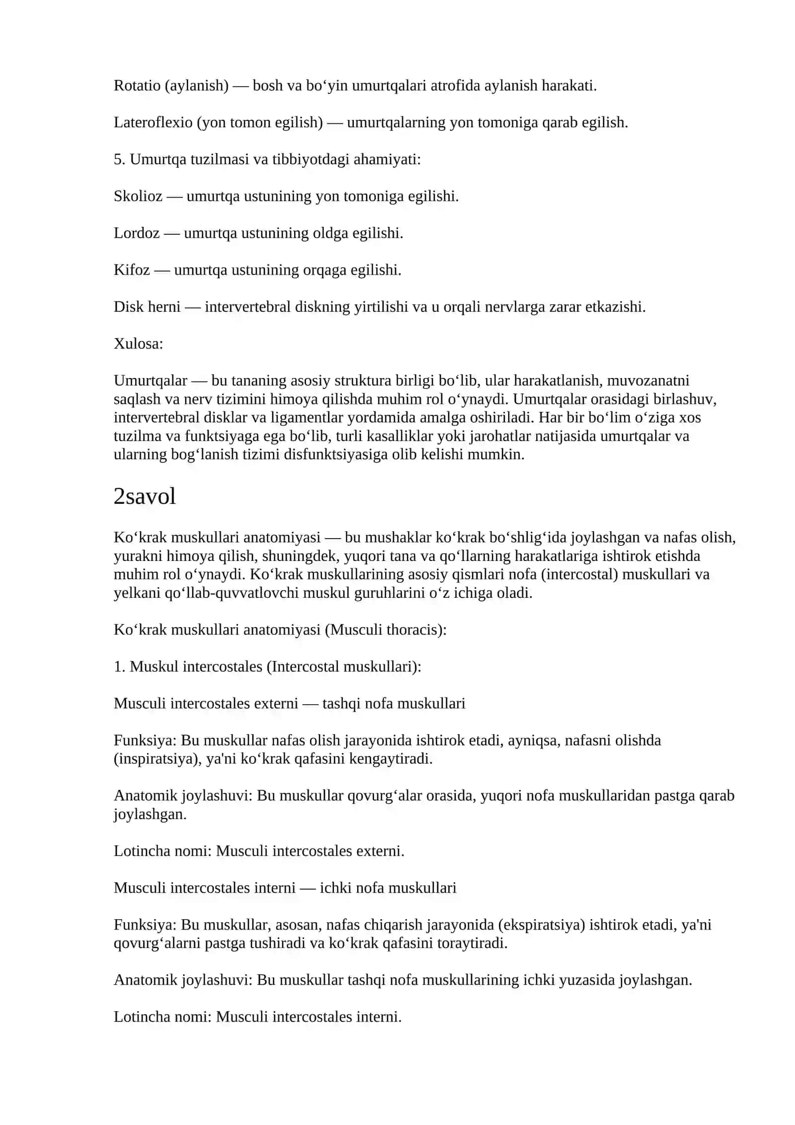 Умуртқалар (Vertebrae) anatomiyasi 3