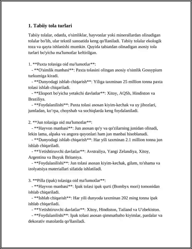 Paxta tolarining xususiyatları 3