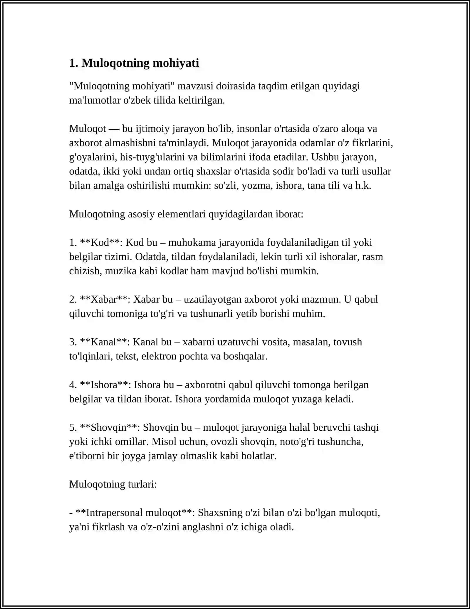MULOQOT HAQIDA TUSHUNCHA 3