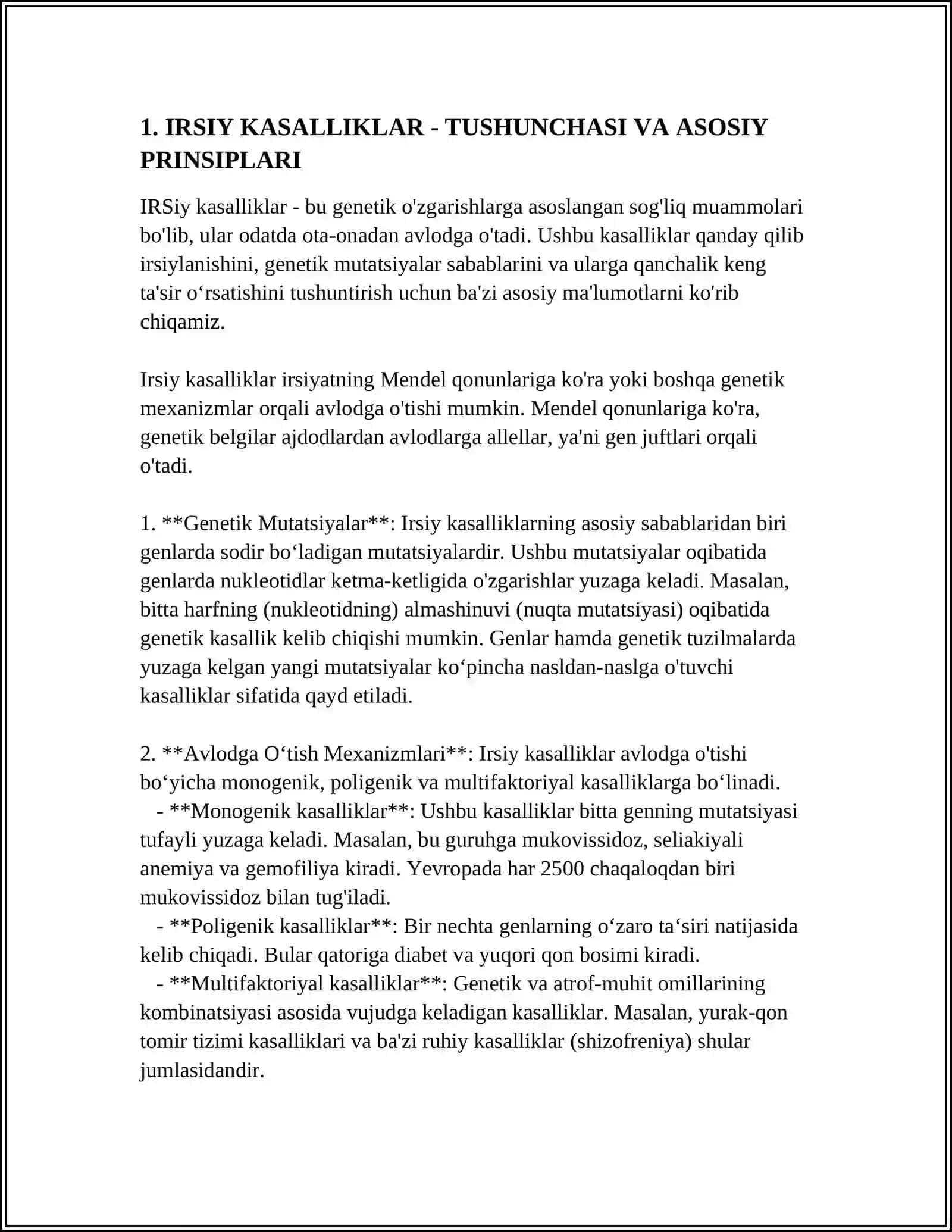 IRSIY KASALLIKLAR TIBBIY GENETIK MASLAHAT 3