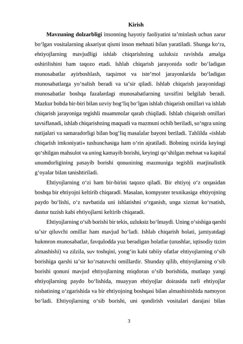 Ehtiyojlarning o'sib borish qonuni 3