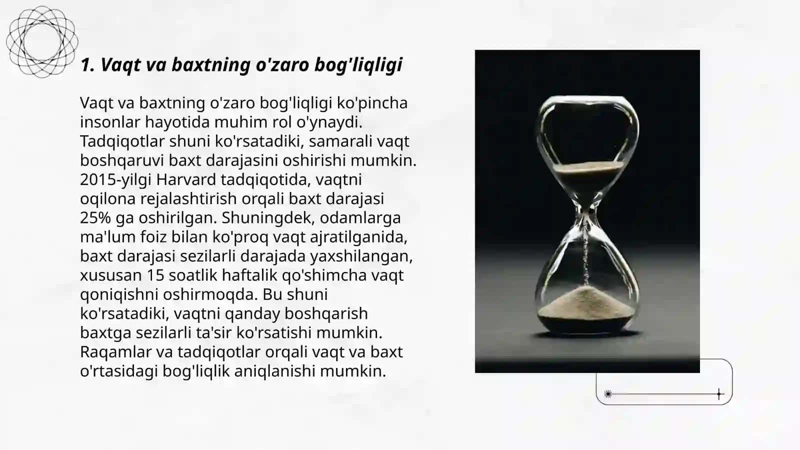 Baxt va vaqtning o'zaro bog'liqligi 3